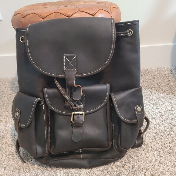 Premium Genuine Leather Backpack - Durable, Multi-Pocket, Stylish and Spacious D - Picture 1 of 4